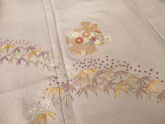 平和屋着物●訪問着 総刺繍 駒刺繍 雪輪花文 正絹 逸品 未使用 AABL7585ck