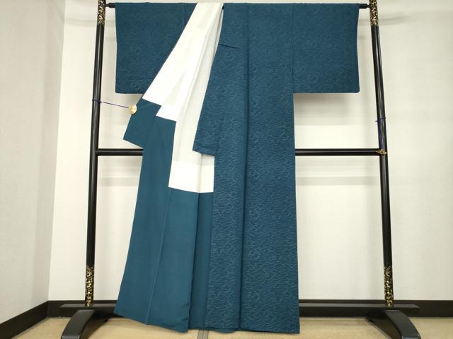 平和屋着物●お召 敷松葉 正絹 逸品 AABL7592ck