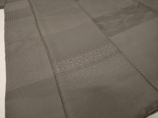 平和屋着物●上質な色無地 横段地紋 江戸鼠色 正絹 逸品 AABL7607ck