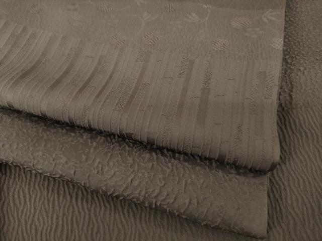 平和屋着物●上質な色無地 横段地紋 江戸鼠色 正絹 逸品 AABL7607ck