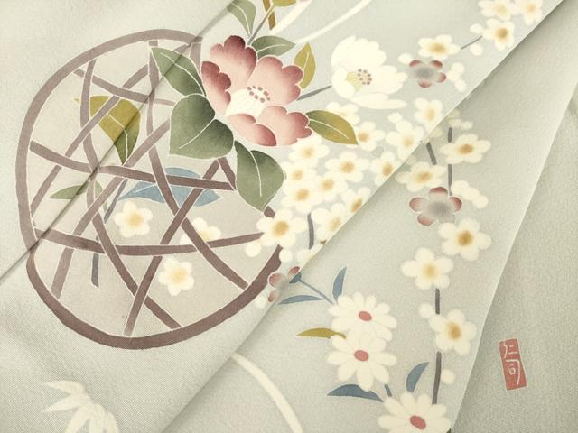 平和屋着物●訪問着 友禅 作家物 花丸文 正絹 逸品 AABL7620ck