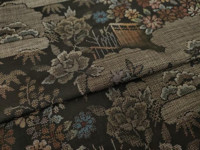 平和屋着物●本場大島紬 9マルキ 風景花文 正絹 逸品 未使用 AABL7623ck