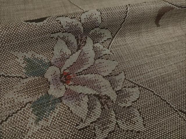 平和屋着物●本場大島紬 9マルキ 花唐草文 正絹 逸品 AABL7625ck