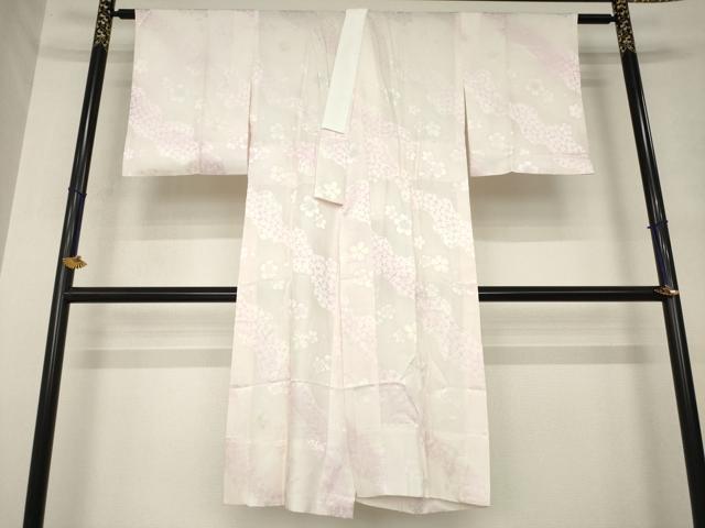 平和屋着物●長襦袢 無双仕立て 流水桜地紋 暈し染め 正絹 逸品 AABL7637ck