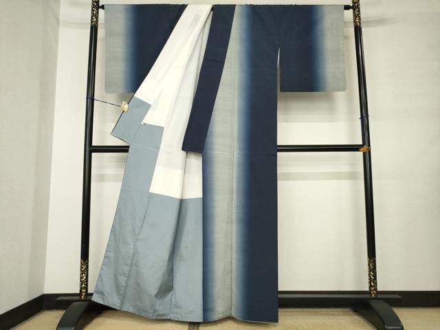 平和屋着物●上質な紬 三彩茶染紬 間道 正絹 逸品 AABL7638ck
