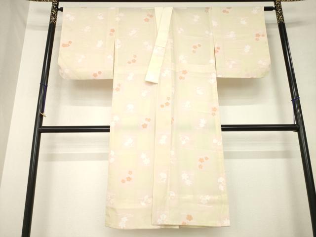 平和屋着物●長襦袢 無双仕立て 市松花文 正絹 逸品 AABL7639ck