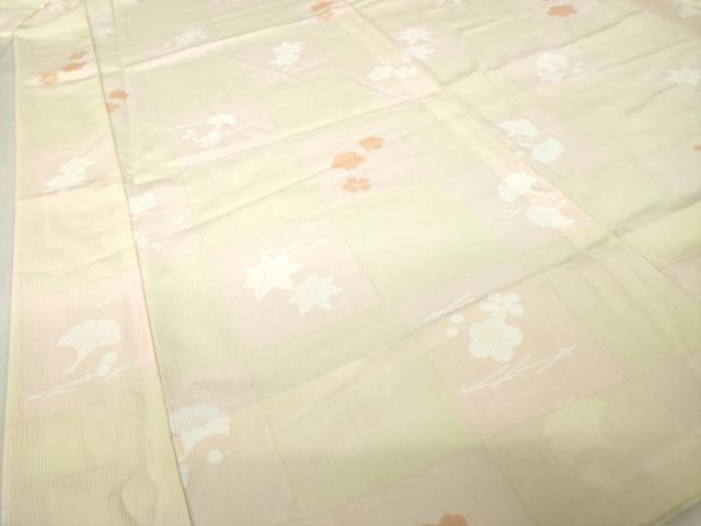 平和屋着物●長襦袢 無双仕立て 市松花文 正絹 逸品 AABL7639ck