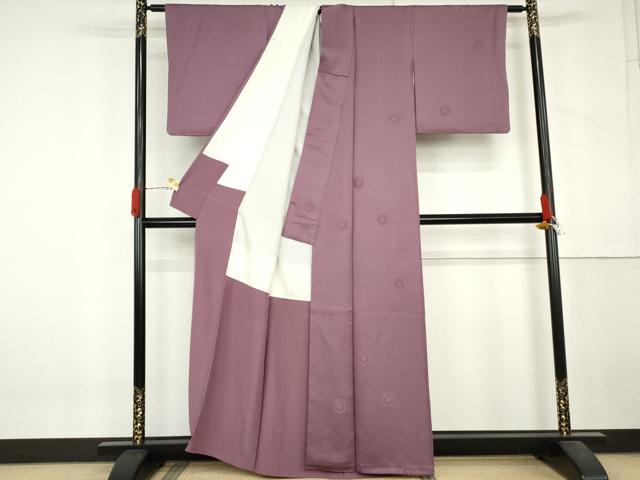 平和屋着物●上質な色無地 亀甲花地紋 菖蒲色 正絹 逸品 AABL7655cs