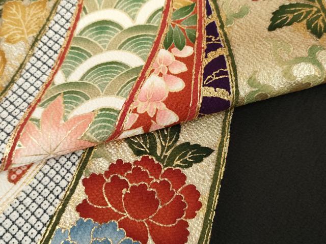平和屋着物●豪華振袖 蔓帯鳳凰花文 暈し染め 金糸 ロング丈 正絹 逸品 AABL7658cs