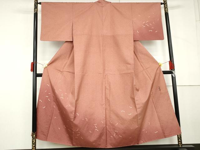 【未使用品】本場大島紬染大島訪問着 六通柄袋帯 帯揚げ帯締め4点フルセット 平和屋着物○本場大島紬 染大島 訪問着 作家物 結び文 金彩 正絹