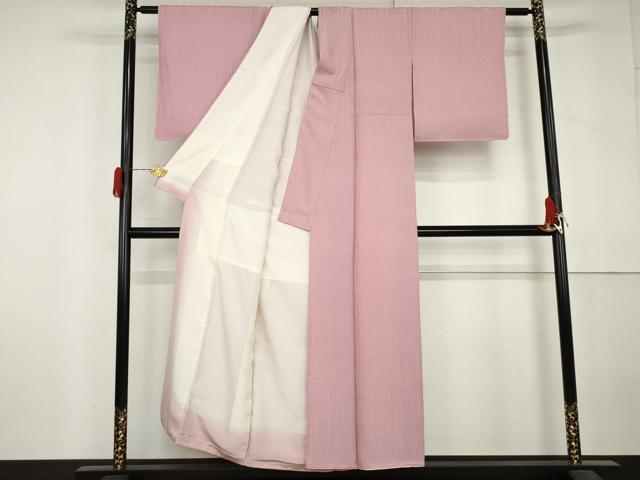 平和屋着物●上質な色無地 草花地紋 鴇色 正絹 逸品 AABL7678cs