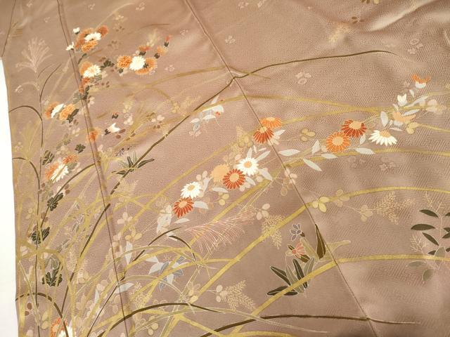 平和屋着物●訪問着 駒刺繍 枝花文 金彩 正絹 逸品 AABL7689cs