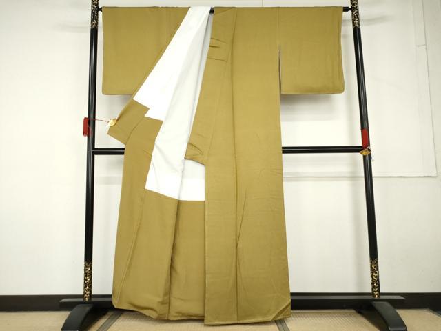 平和屋着物●上質な色無地 格子地紋 桑染色 正絹 逸品 未使用 AABL7694cs