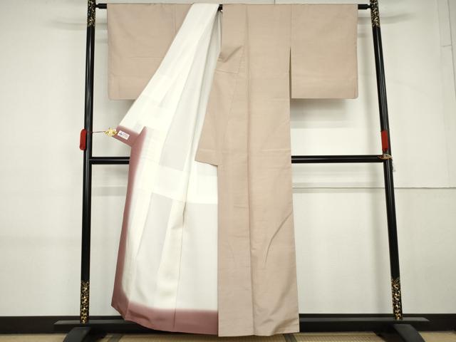 平和屋着物●結城紬 色無地 灰桜色 やまと誂製 正絹 逸品 AABL7699cs