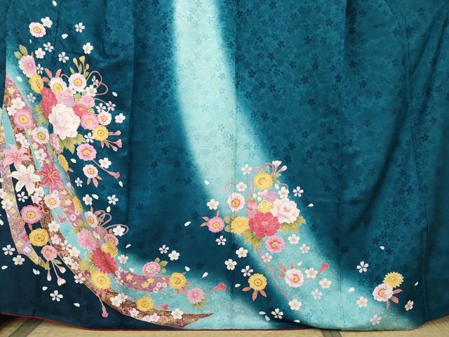 平和屋着物●豪華振袖 蔓帯草花文 暈し染め 金彩 正絹 逸品 AABL7704cs