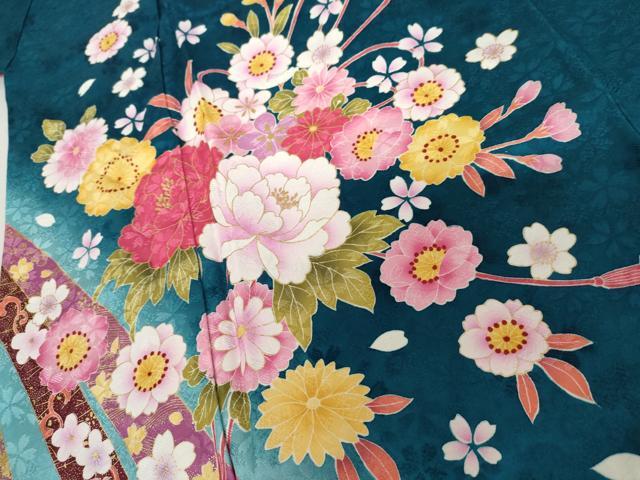 平和屋着物●豪華振袖 蔓帯草花文 暈し染め 金彩 正絹 逸品 AABL7704cs