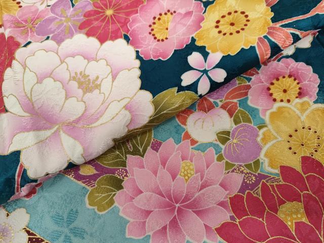 平和屋着物●豪華振袖 蔓帯草花文 暈し染め 金彩 正絹 逸品 AABL7704cs