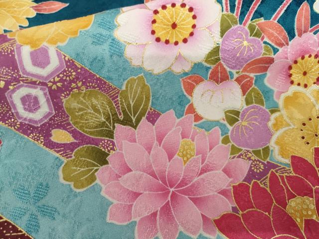 平和屋着物●豪華振袖 蔓帯草花文 暈し染め 金彩 正絹 逸品 AABL7704cs