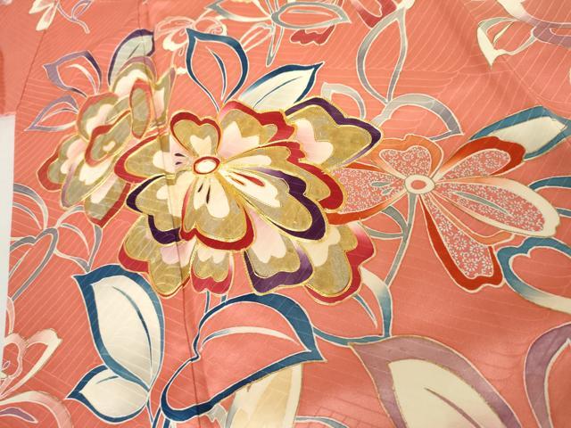 平和屋着物●豪華振袖 駒刺繍 枝花文 暈し染め 金銀彩 正絹 逸品 AABL7709cs