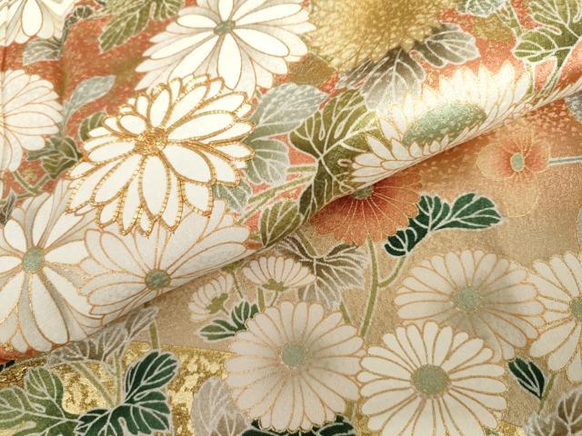 平和屋着物●豪華振袖 駒刺繍 葡萄枝花文 暈し染め 金彩 正絹 逸品 AABL7710cs