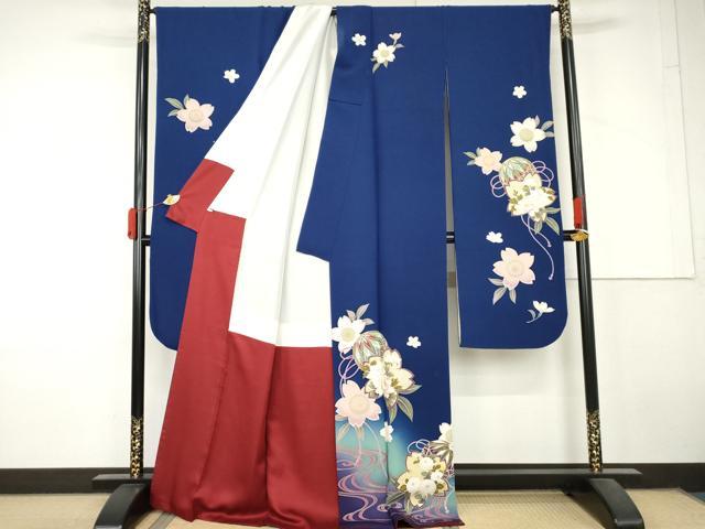 平和屋着物●豪華振袖 流水に桜 暈し染め 金糸 金彩 正絹 逸品 AABL7711cs