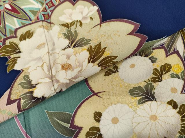 平和屋着物●豪華振袖 流水に桜 暈し染め 金糸 金彩 正絹 逸品 AABL7711cs