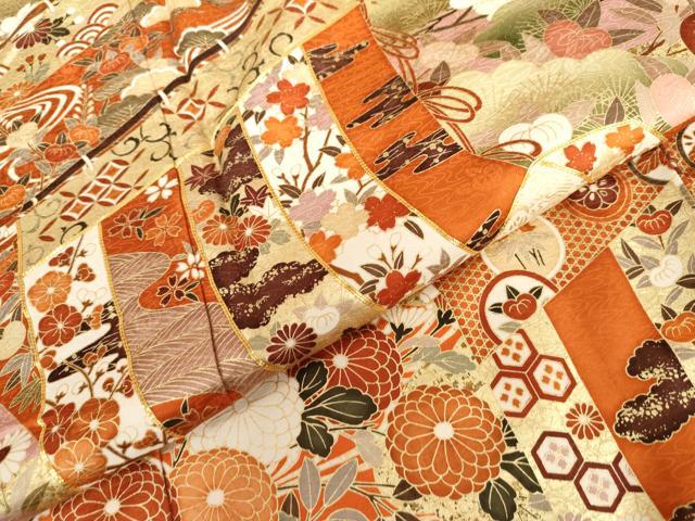 平和屋着物●豪華振袖 駒刺繍 几帳吉祥花文 金彩 正絹 逸品 AABL7712cs