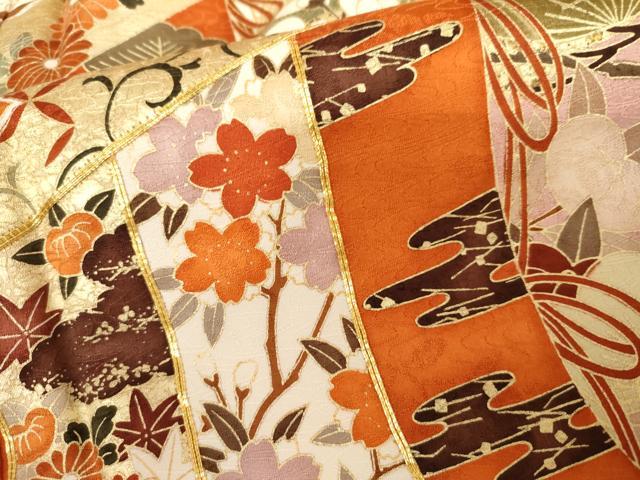 平和屋着物●豪華振袖 駒刺繍 几帳吉祥花文 金彩 正絹 逸品 AABL7712cs