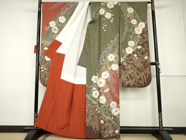 平和屋着物●豪華振袖 辻が花 暈し染め 銀通し地 正絹 逸品 AABL7714cs