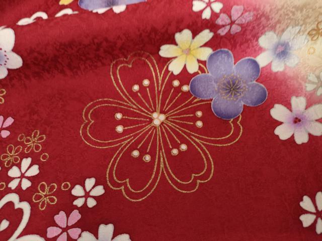 平和屋着物●豪華振袖 雪輪舞花文 暈し染め 金彩 京都きもの友禅扱い 正絹 逸品 AABL7717cs