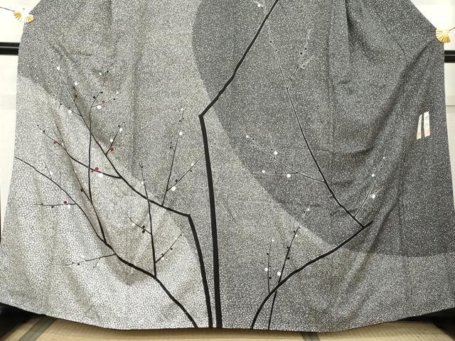 平和屋着物●中西進・栄俊 訪問着 刺繍 枝木につぼみ たたき染め 銀彩 正絹 逸品 AABL7719cs