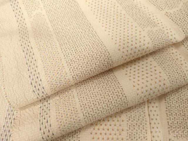 平和屋着物●本塩沢 110亀甲 間道 正絹 逸品 AABL7724cs