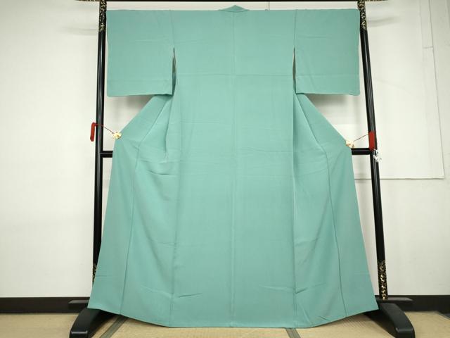 平和屋着物●上質な色無地 青竹色 正絹 逸品 AABL7744cs