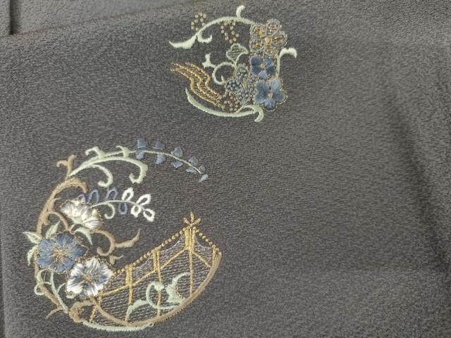 平和屋着物●訪問着 総刺繍 花丸文 金糸 正絹 逸品 AABL7746cs
