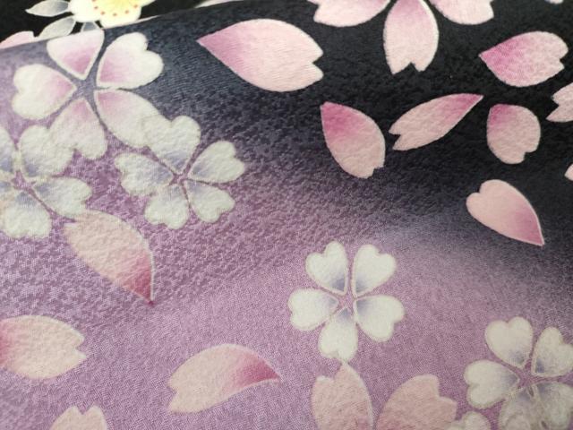 平和屋着物●豪華振袖 舞桜文 暈し染め 黒地 やまと誂製 正絹 逸品 AABL7748cs