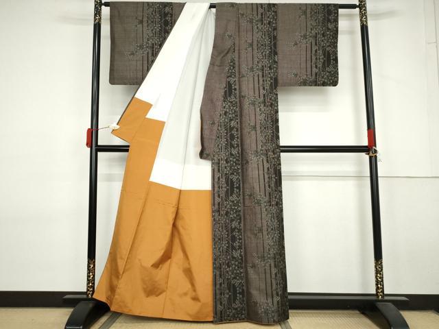 平和屋着物●本場大島紬 9マルキ 枝葉間道 正絹 逸品 AABL7756cs