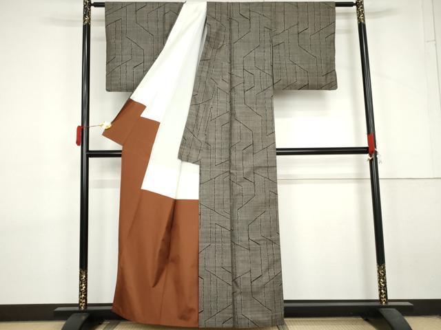 平和屋着物●本場大島紬 7マルキ 幾何学文様 正絹 逸品 AABL7758cs