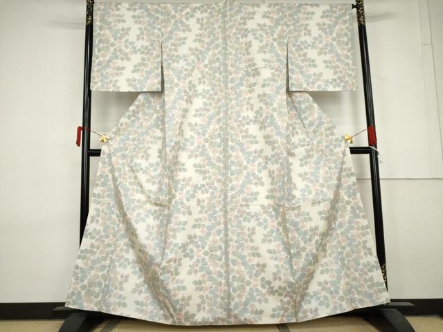 平和屋着物●本場大島紬 白大島 9マルキ 枝葉文 ますいわ屋扱い 正絹 逸品 未使用 AABL7765cs