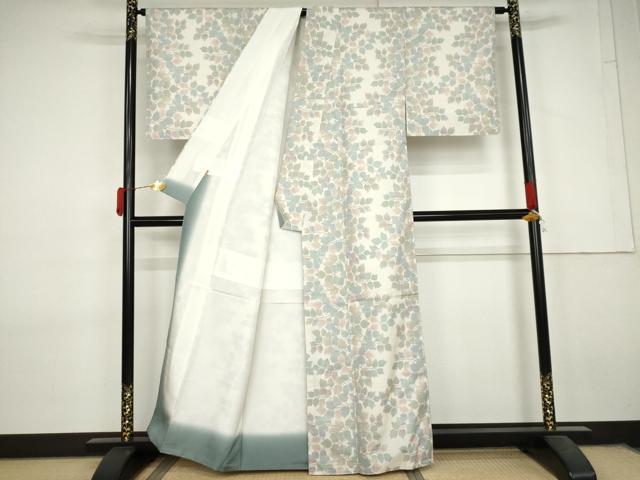 平和屋着物●本場大島紬 白大島 9マルキ 枝葉文 ますいわ屋扱い 正絹 逸品 未使用 AABL7765cs