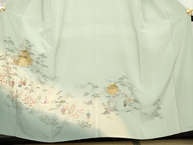 平和屋着物●中国三大刺繍 スワトウ刺繍 汕頭刺繍 総刺繍 色留袖 松竹梅人物風景文 暈し染め 正絹 逸品 AABL7769cs