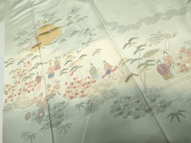 平和屋着物●中国三大刺繍 スワトウ刺繍 汕頭刺繍 総刺繍 色留袖 松竹梅人物風景文 暈し染め 正絹 逸品 AABL7769cs