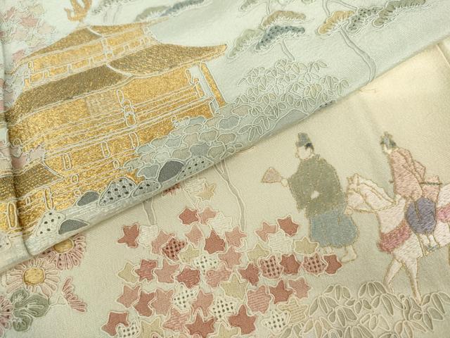 平和屋着物●中国三大刺繍 スワトウ刺繍 汕頭刺繍 総刺繍 色留袖 松竹梅人物風景文 暈し染め 正絹 逸品 AABL7769cs