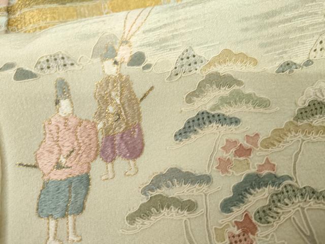 平和屋着物●中国三大刺繍 スワトウ刺繍 汕頭刺繍 総刺繍 色留袖 松竹梅人物風景文 暈し染め 正絹 逸品 AABL7769cs