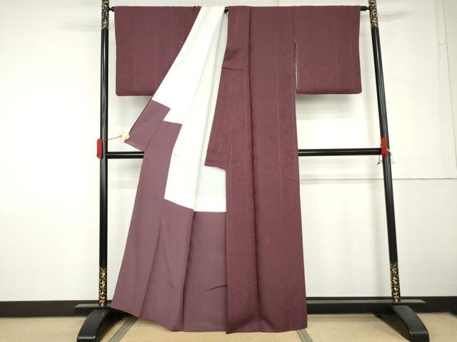 平和屋着物●上質な色無地 辻が花地紋 梅紫色 正絹 逸品 AABL7777cs