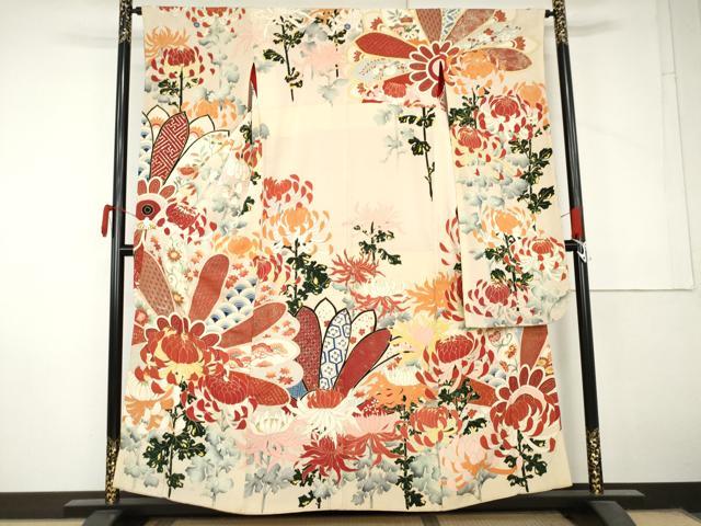 平和屋本店●アンティーク 大正ロマン 振袖 乱菊 金彩 正絹 逸品 AABL7792cs