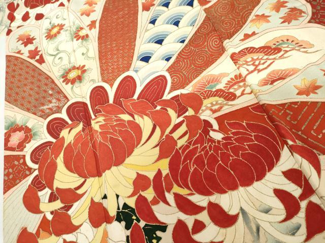 平和屋本店●アンティーク 大正ロマン 振袖 乱菊 金彩 正絹 逸品 AABL7792cs