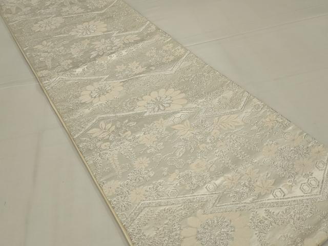 平和屋着物◎六通柄袋帯 唐織 吉祥花文 銀糸 正絹 逸品 AABL7801ou