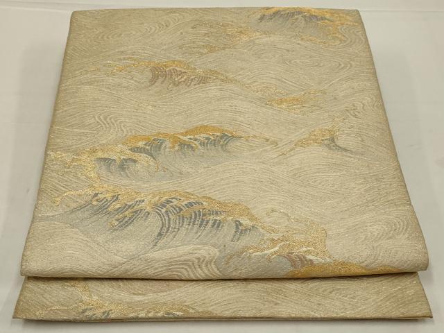 平和屋着物◎西陣 六通柄 京本袋帯 立波文 金糸 正絹 逸品 AABL7813ou