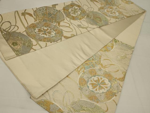平和屋着物◎六通柄袋帯 花鼓文 金銀糸 正絹 逸品 AABL7816ou