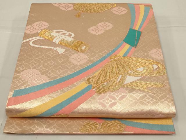 平和屋着物◎六通柄袋帯 唐織 宝づくし 金糸 正絹 逸品 AABL7820ou